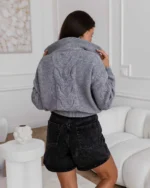 Ζιβάγκο πλεκτό με φερμουάρ και ανάγλυφο σχέδιο - Image 3