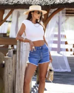 Τζιν shorts με ξέφτια - Image 3